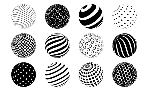 Vector Abstract Spheres Silhouettes Dots Stripes Logo Web Designs Halftone — Stockvector