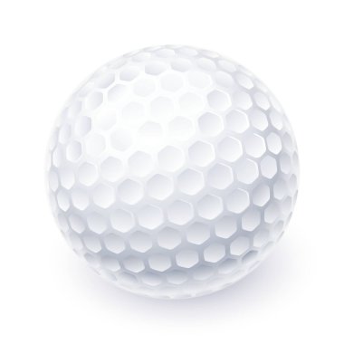 Beyaz arka planda izole edilmiş gerçekçi detaylı desenli golf topu