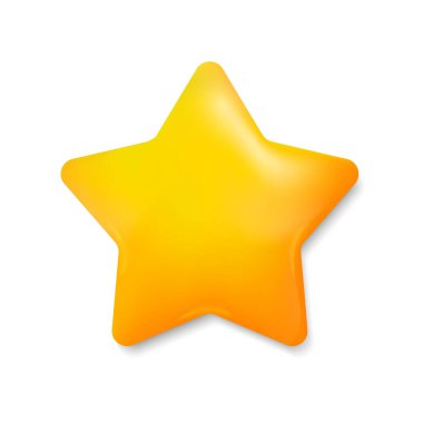 Yıldız simgesi vektörü. Oyun için çizgi film yıldızlarının 3 boyutlu çizimi, mobil uygulama rütbesi, web sitesi programı. Logo illüstrasyon EPS10