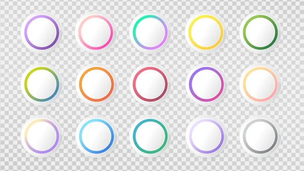 Ensemble Vecteurs Boutons Vides Icônes Rondes Blanches Avec Des Cercles — Image vectorielle