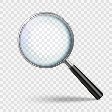 Simge vektörünü ara. Şeffaf arkaplanı olan büyüteç. Büyüteç silindir aleti. İş Analizi sembolü