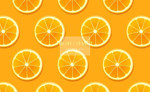 Orange Slices Orange Background Vector Summer Pattern Citrus Pieces — ストックベクタ