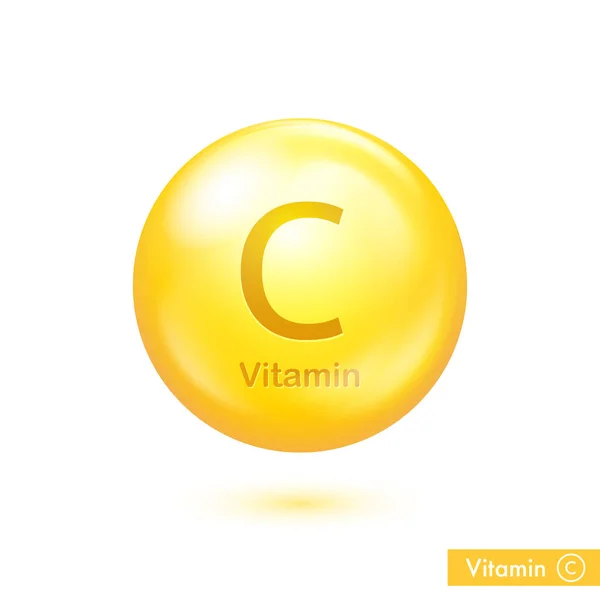 Vitamin Pills Vector Illustration Golden Abstract Drops Health Care Medical — Stockvector