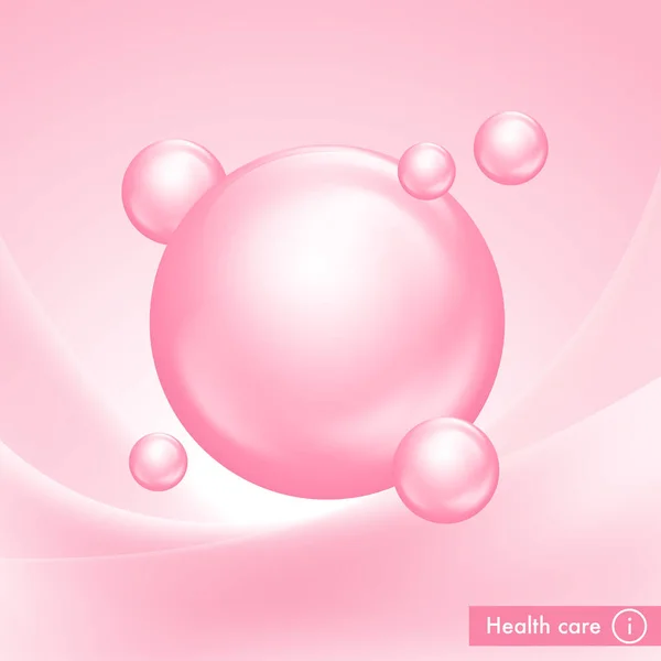 Water Bubbles Pink Background Vitamin Complex Beauty Treatment Nutrition Skin — ストックベクタ
