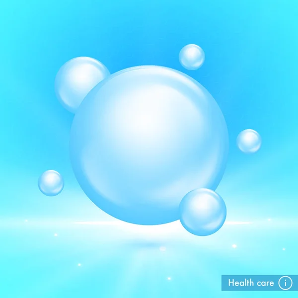 Water Bubbles Blue Background Vitamin Complex Beauty Treatment Nutrition Skin — ストックベクタ
