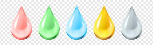 Water Drop Vector Set Shiny Transparent Isolated Droplet Icons Different — ストックベクタ