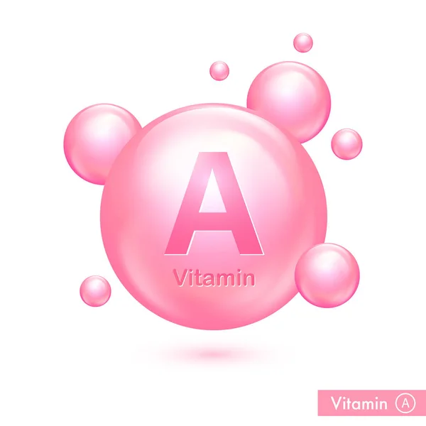 Vitamin Shining Icon Medical Ascorbic Acid Bubbles Shining Pink Substance — Stockvector