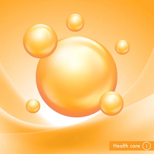 Water Bubbles Orange Background Vitamin Complex Beauty Treatment Nutrition Skin — Image vectorielle