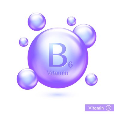 Vitamin b6 pill icon. Pyridoxine nutrition droplets. Essence drop. Isolated vector symbol of  medical tablet