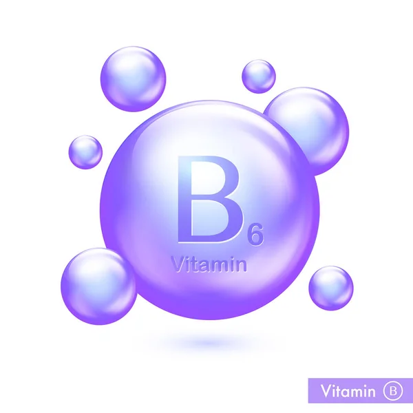 Vitamin Pill Icon Pyridoxine Nutrition Droplets Essence Drop Isolated Vector — Stockvector