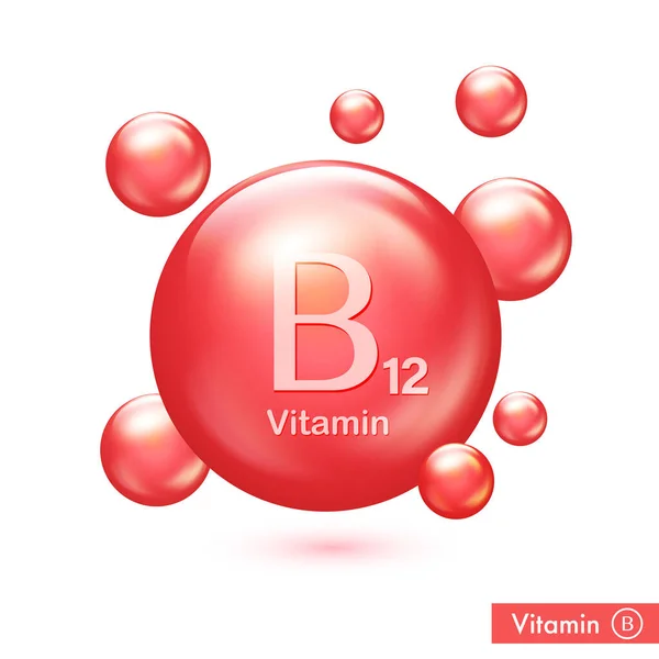 Vitamin B12 Icon Cobalamin Vitamin Drop Pill Capsule Shining Essence — Stockvector