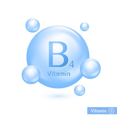 Vitamin B4 vector icon. 3D drop pill capsule. Vitamin complex design for beauty skin care. Medicine health symbol of choline