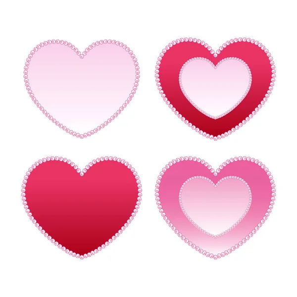 Corazones Vector Conjunto Forma Corazón Con Marco Brillante Para Día — Vector de stock