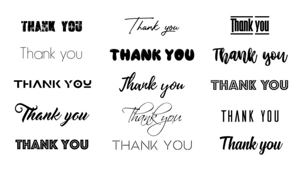 Дякую Набір Написів Каліграфія Розшифровка Тексту Листівки Подяки Послання Подяки — стоковий вектор