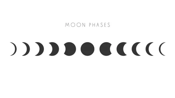 Fases Lunares Conjunto Ícones Astronomia Ilustração Vetorial Sobre Fundo Branco — Vetor de Stock