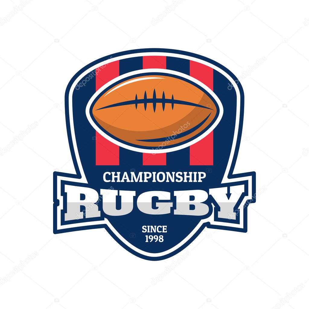 Set of vector logos american football. Collection of team emblems and renby championships. Ball in a frame with an inscription.