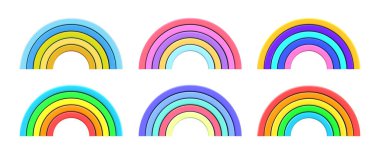 3d render colored rainbow on white background vector illustration. The transition of colors is a symbol of pride and parade, protecting the rights of the lgbt community.