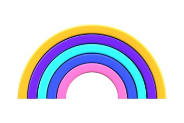 3d render colored rainbow on white background vector illustration. The transition of colors is a symbol of pride and parade, protecting the rights of the lgbt community.