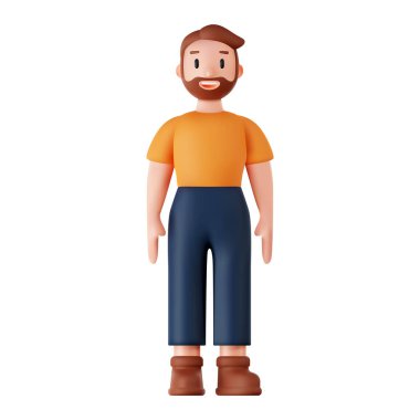 Beyaz arka planda mutlu insanların üç boyutlu portreleri. Çizgi film karakterleri kadın ve erkek, vektör illüstrasyonu.