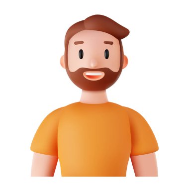 Beyaz arka planda mutlu insanların üç boyutlu portreleri. Çizgi film karakterleri kadın ve erkek, vektör illüstrasyonu.