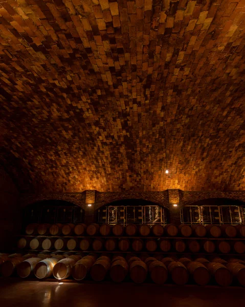 Brick Roof Vault Wine Cellar Old Construction Horizontal Image — Stock Photo, Image