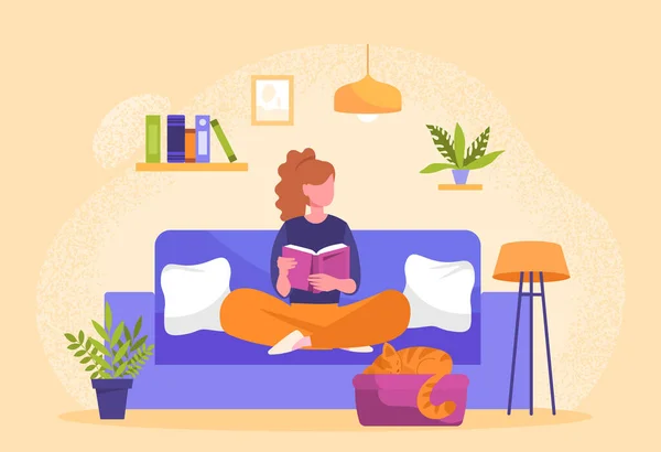 Girl sitting on couch — Stock Vector