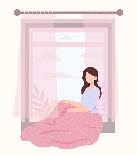 Nachdenkliche Frau am Fenster — Stockvektor