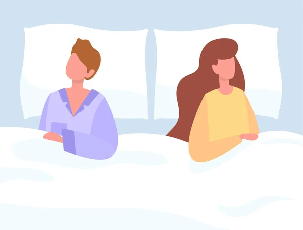 Yatakta uyuyan çift — Stok Vektör