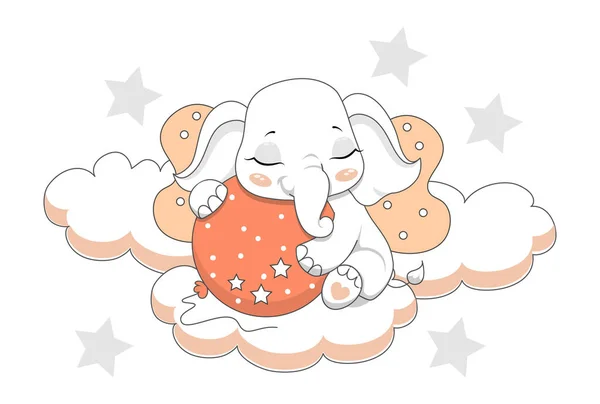 Schattig baby olifant — Stockvector