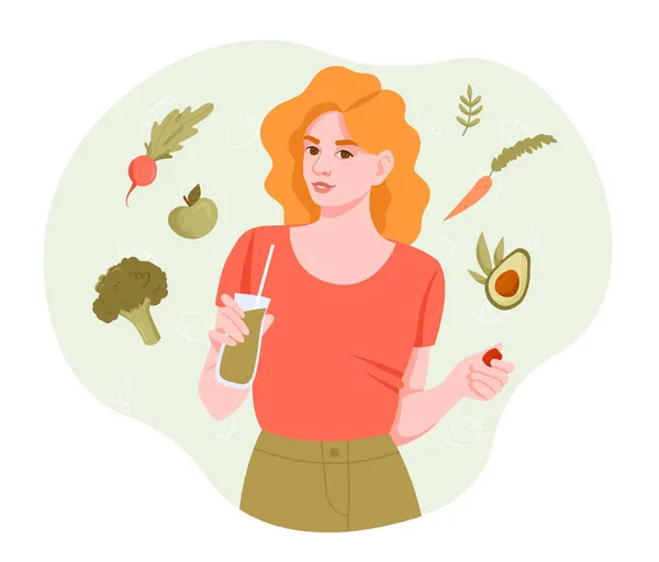 Зеленый смузи как концепция здорового питания — стоковый вектор