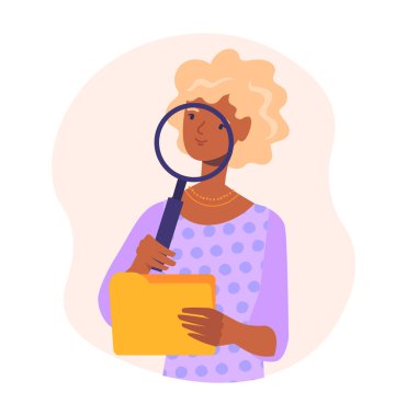 Kız belgeye loupe üzerinden bakıyor