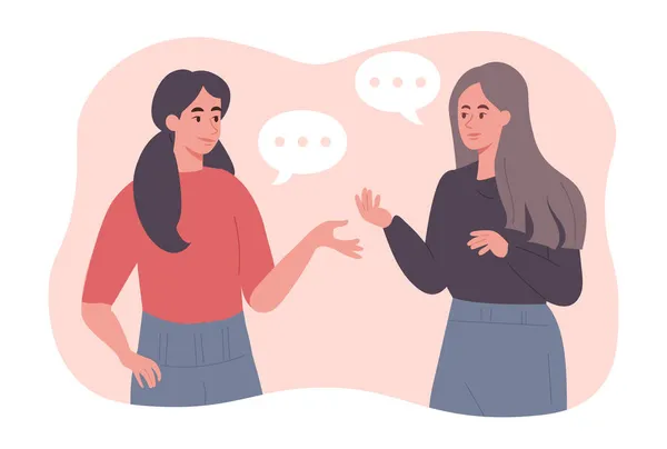 İki kadın birbiriyle konuşuyor.