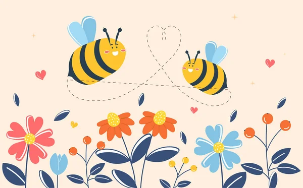 Background with bee — Stock Vector