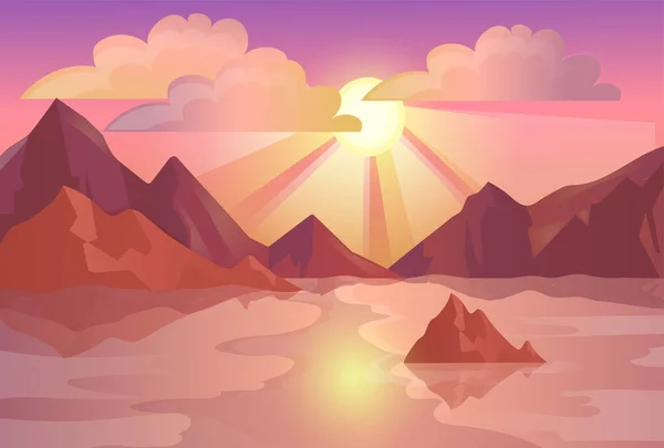 山の夕焼け — ストックベクタ