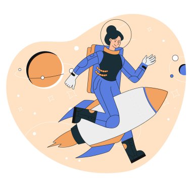 Sevimli kadın astronot.