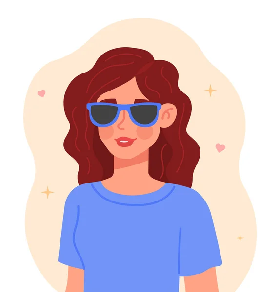 Sweet girl in sunglasses — Vettoriale Stock