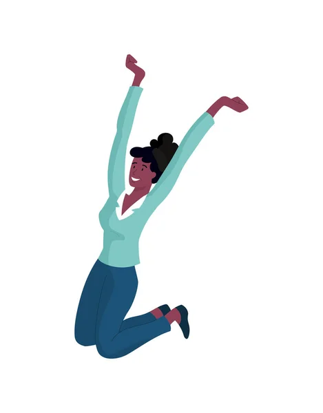 Happy woman jump — Stock Vector