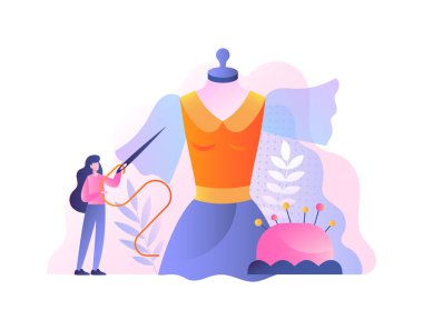 Woman designer with orange dress