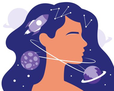 Dış uzay konseptinde kadın portresi