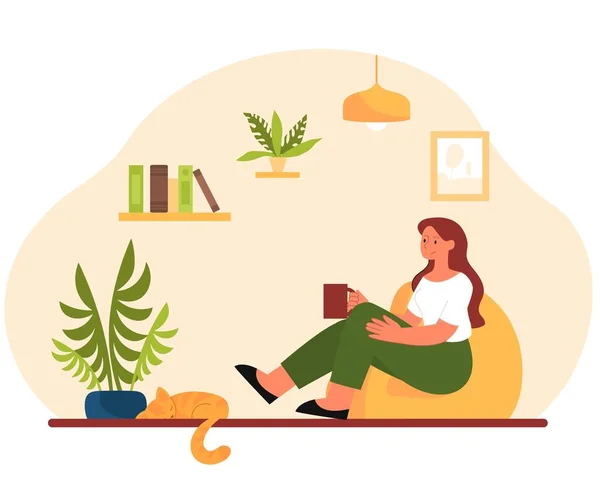 Relaxing woman concept — Stock Vector