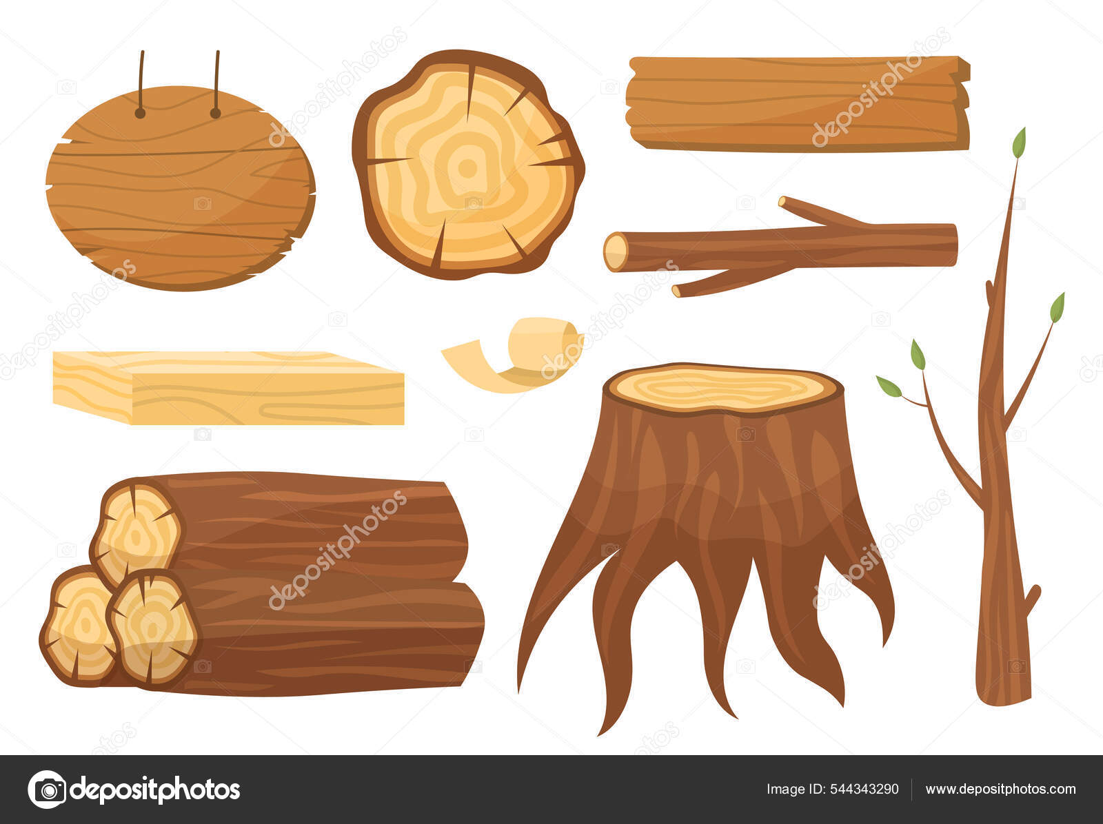 Realistic set of wooden raw materials Stock Vector Image by  ©edgecreative01@ #544343290