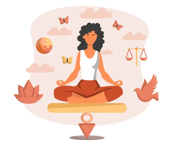 Woman sit in lotus position — Stock Vector
