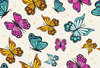 tropikal kelebekler ile desen