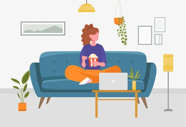 Girl chilling at home — Stock Vector