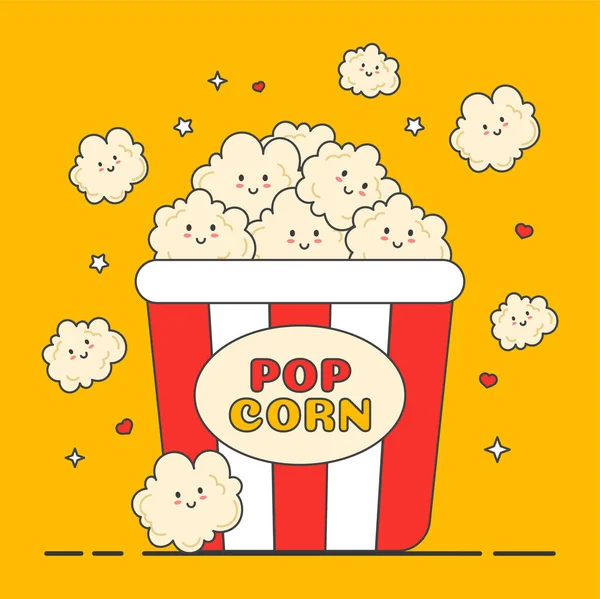 Cubo de palomitas de maíz — Vector de stock