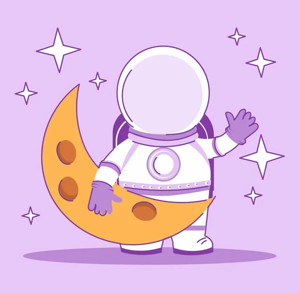 Cute astronaut with moon — Stock Vector