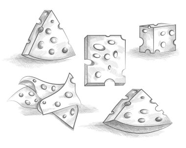 Peynir çizimleri koleksiyonu
