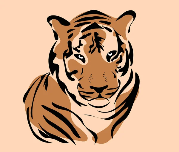 Tigre bonito minimalista — Vetor de Stock
