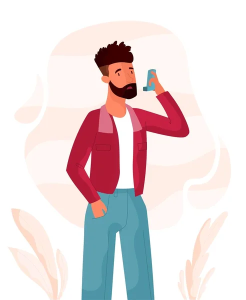 Mens met inhalator — Stockvector