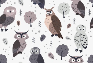 sevimli baykuşlar seamless modeli